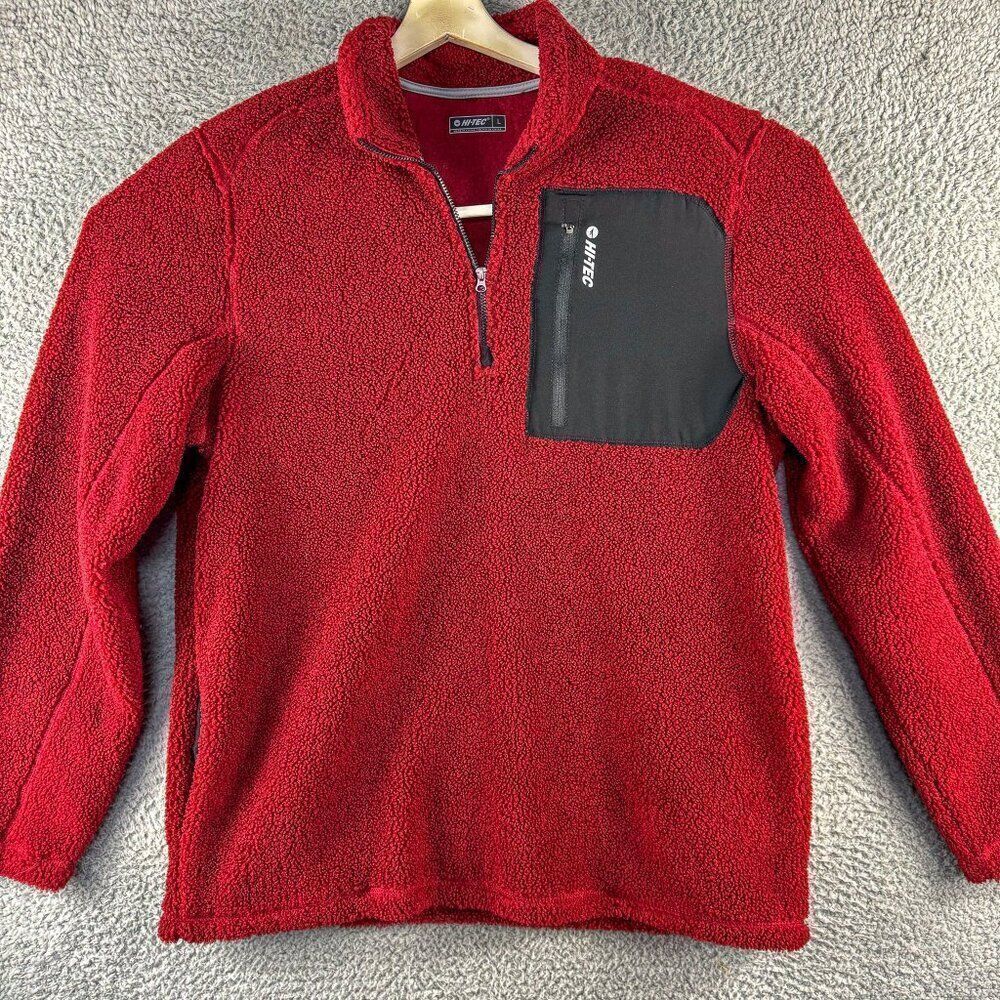 HI TEC Mens Thermo Fleece Pullover Sweater Mens Large Red Outdoor Jacket‎